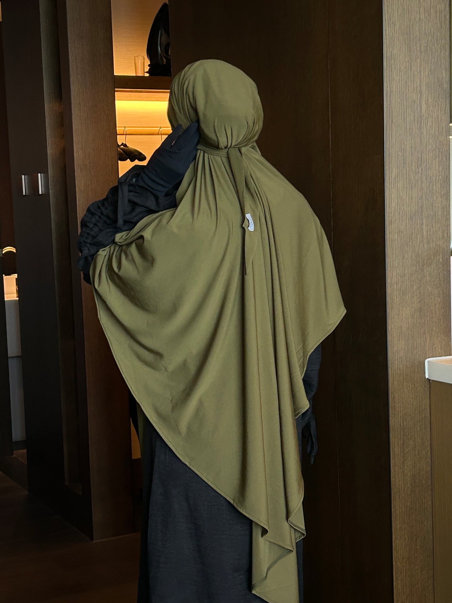 Khaki Green Jersey Khimar