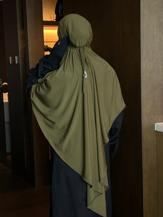 Khaki Green Jersey Khimar